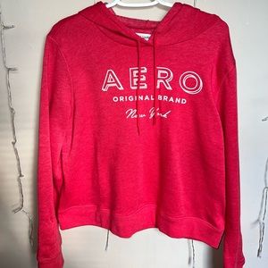 Two hoodies, red and black, worn once